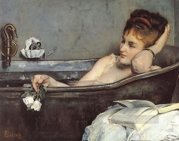 Alfred Stevens Painting - The Bath lady Belgian painter Alfred Stevens
